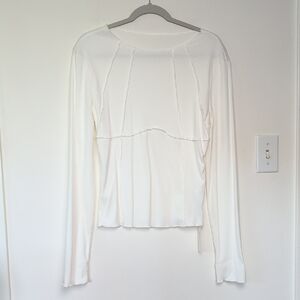 Commense White Long Sleeve Ribbed Jersey Top XL NWT
